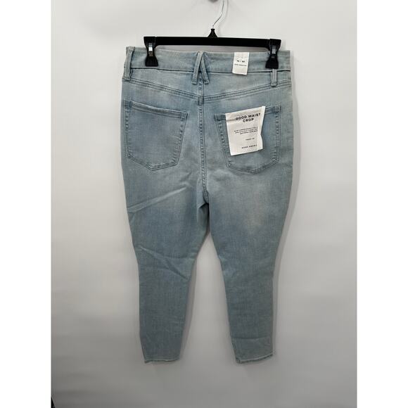 GOOD AMERICAN NWT Good Waist Skinny Distressed Crop Jeans in Blue635 // 10 - Picture 9 of 11